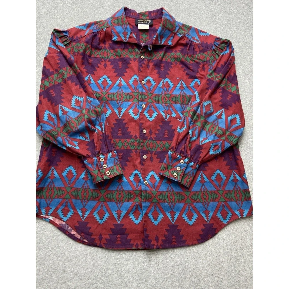 Vintage‎ Country Shop Marshall Fields Womens Shirt 10 Southwest Aztec Retro Boho